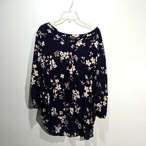 Lucky Brand Blue Floral Women's Top 1X